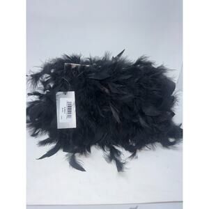 Nina All Over Feather Frame Clutch in Black